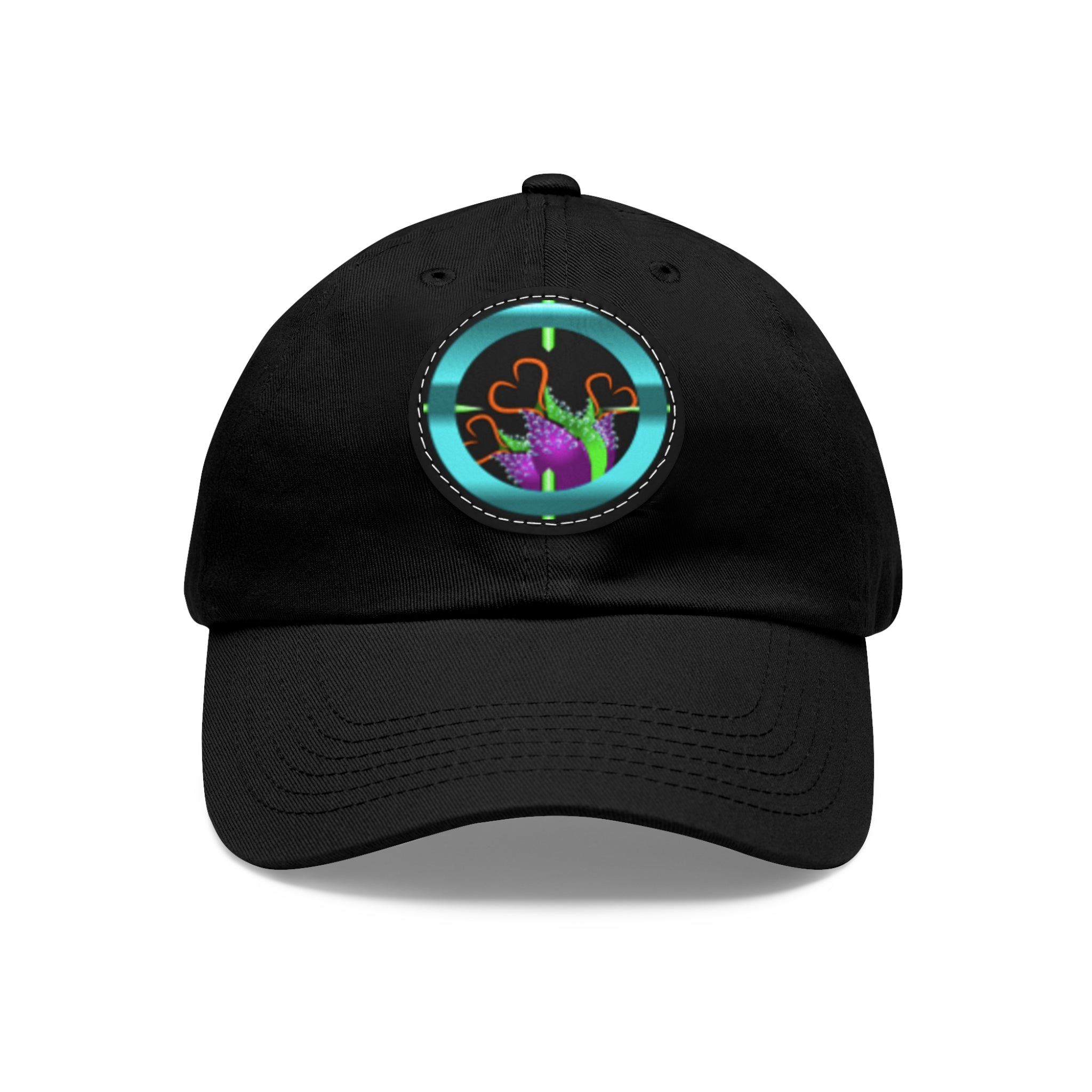 pH art contest cross-hairs hat with Leather Patch (Round)
