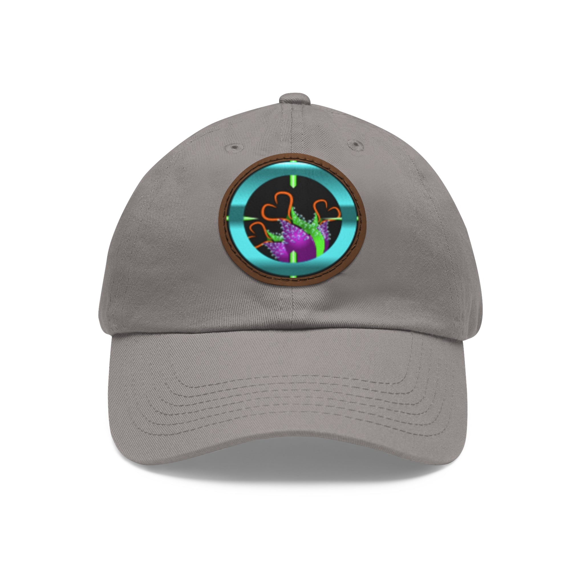 pH art contest cross-hairs hat with Leather Patch (Round)