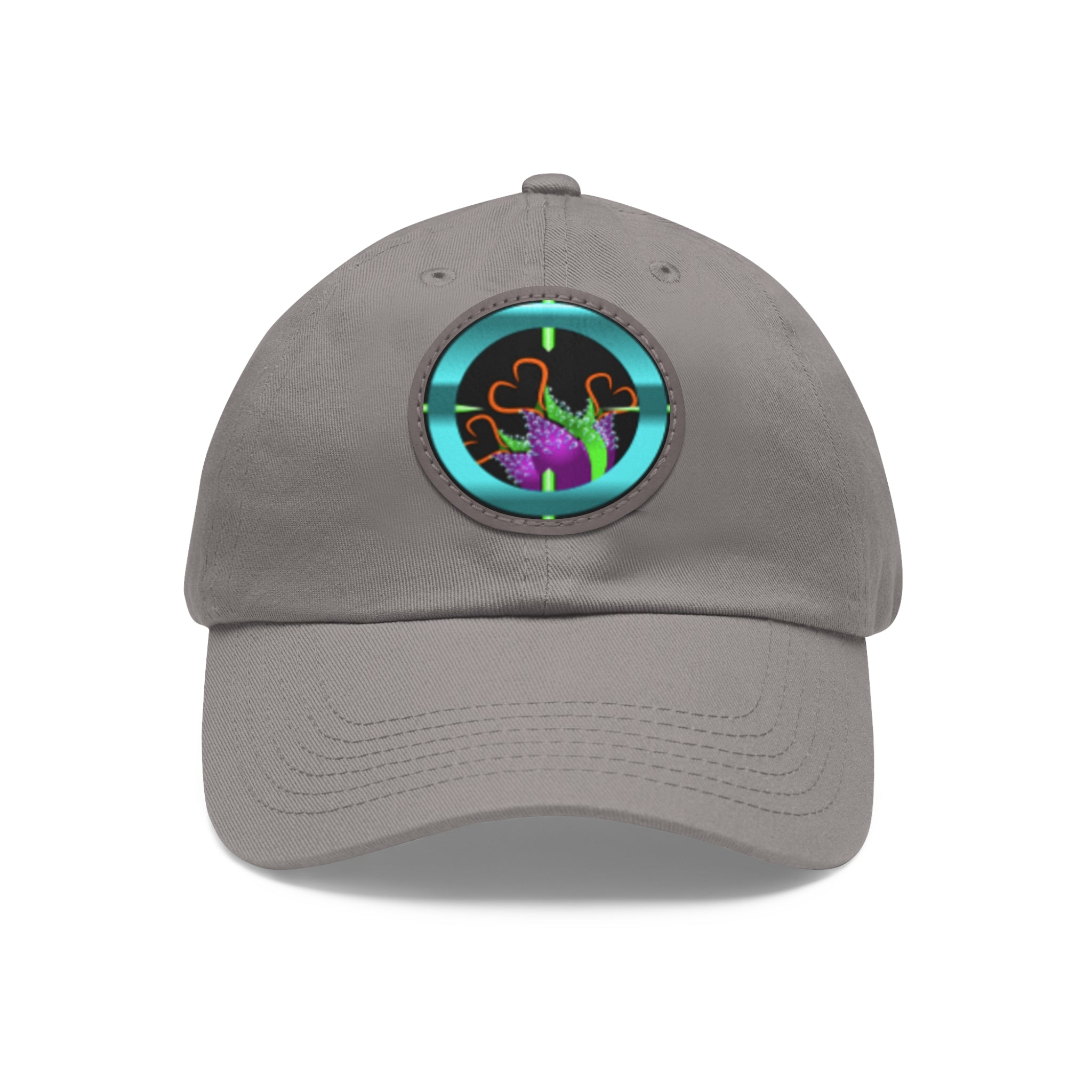 pH art contest cross-hairs hat with Leather Patch (Round)
