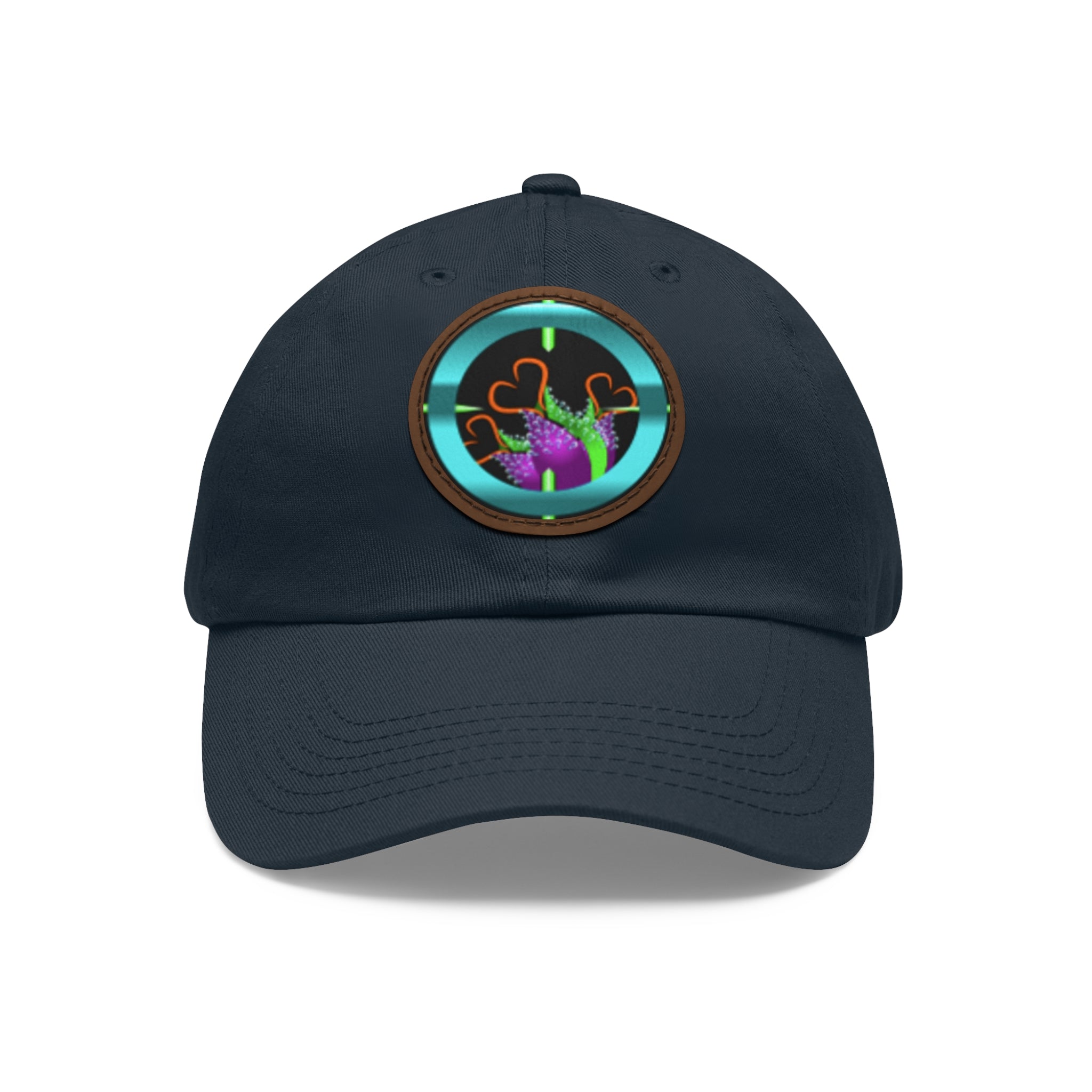 pH art contest cross-hairs hat with Leather Patch (Round)