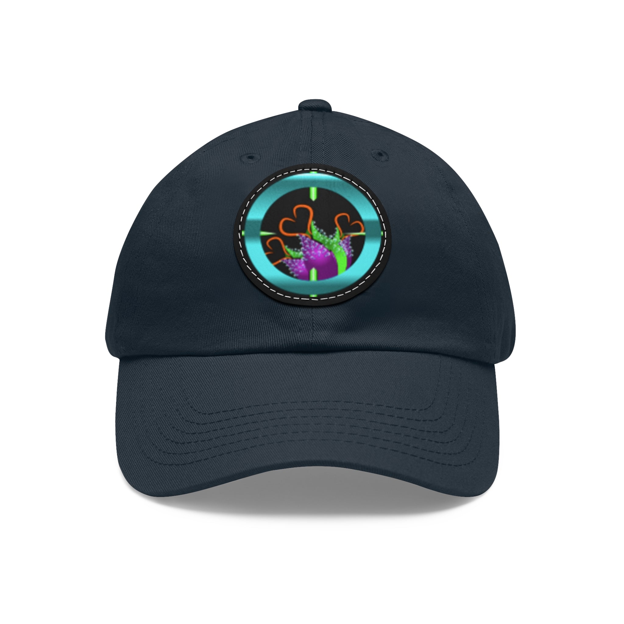 pH art contest cross-hairs hat with Leather Patch (Round)
