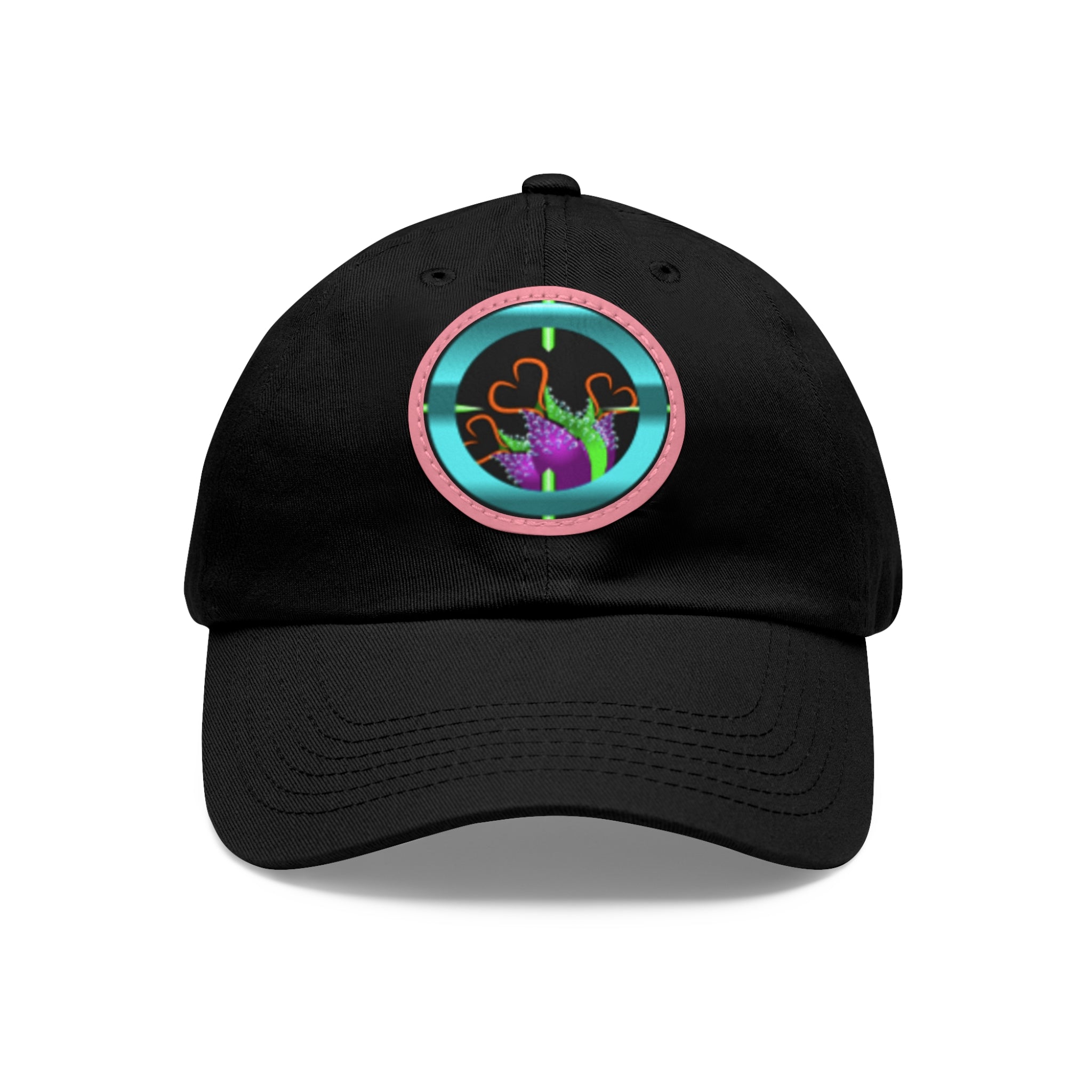 pH art contest cross-hairs hat with Leather Patch (Round)