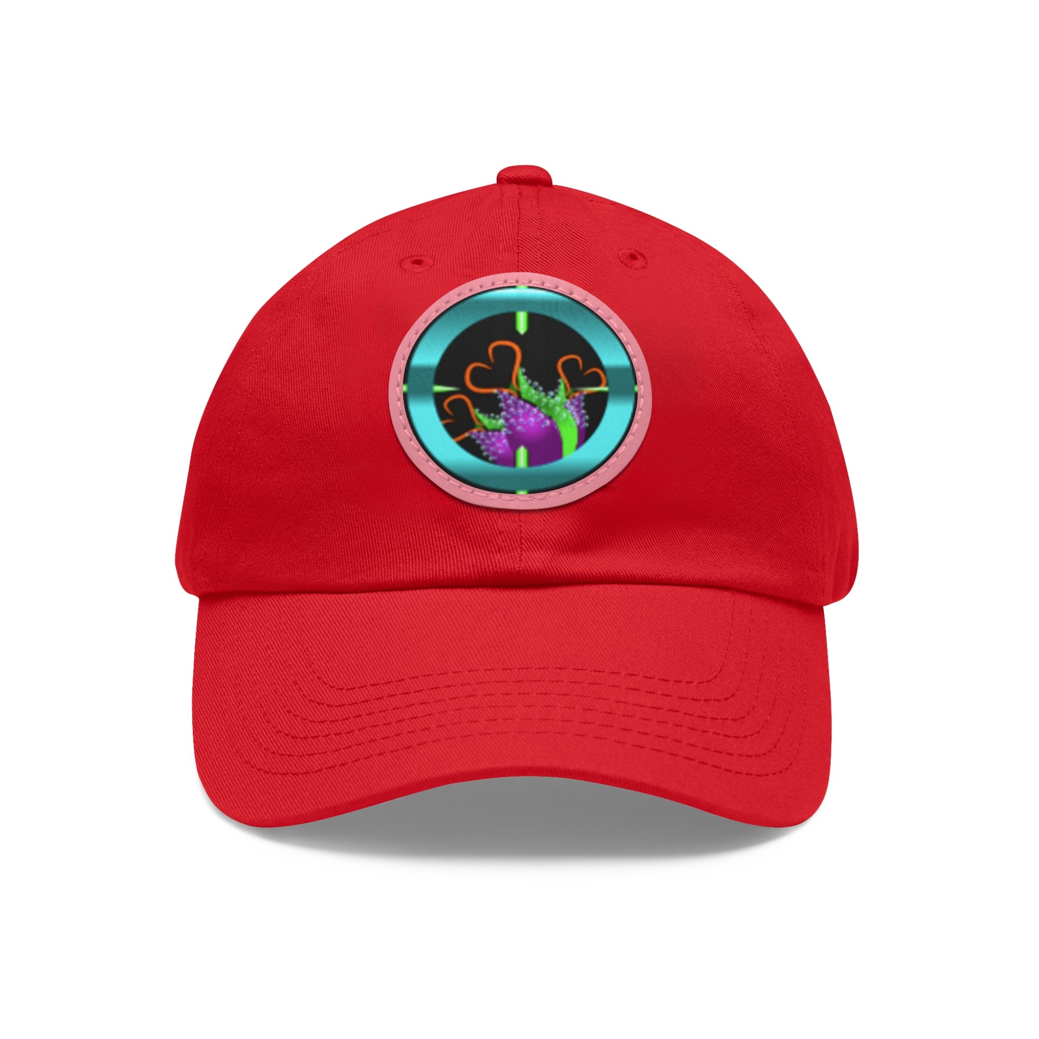 pH art contest cross-hairs hat with Leather Patch (Round)