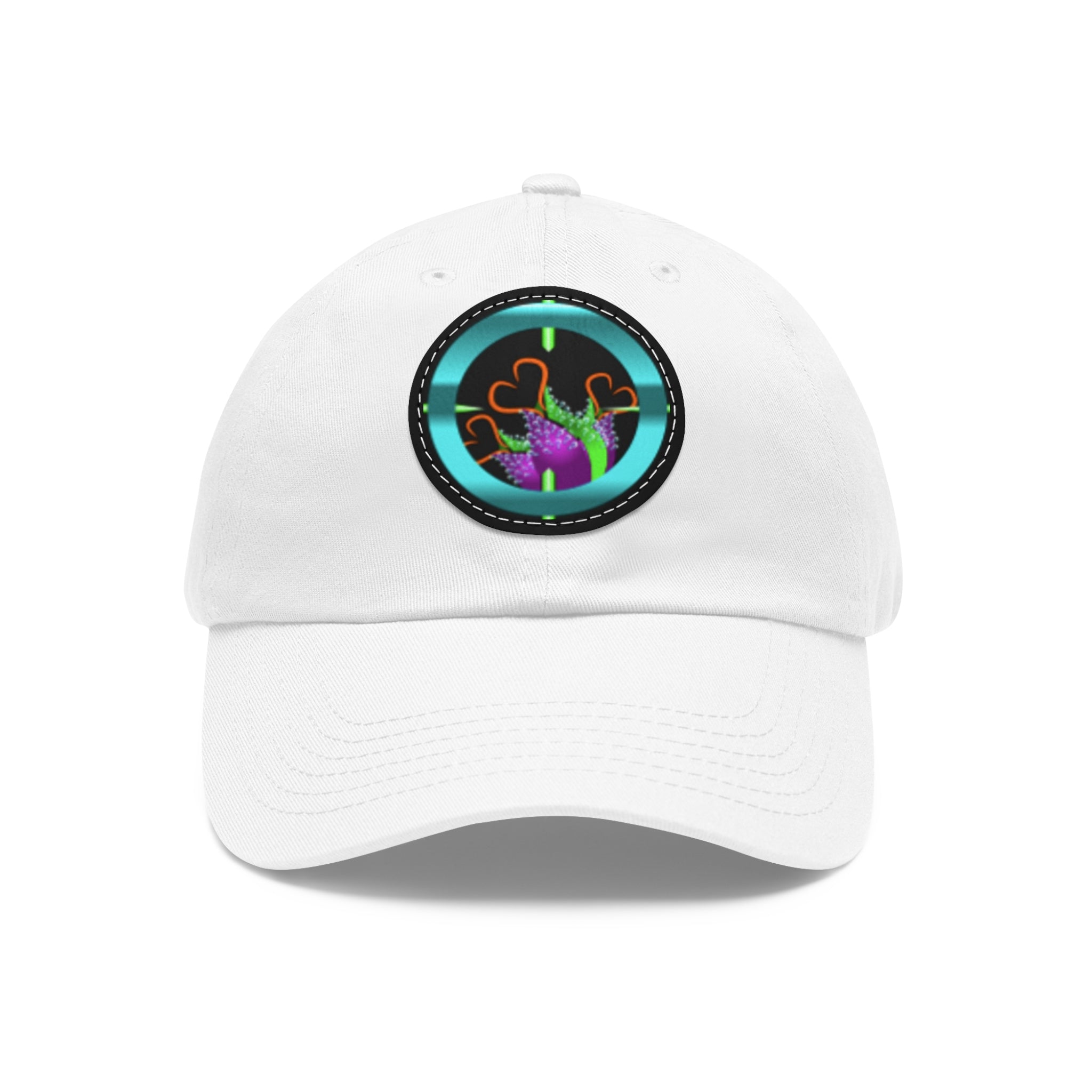 pH art contest cross-hairs hat with Leather Patch (Round)