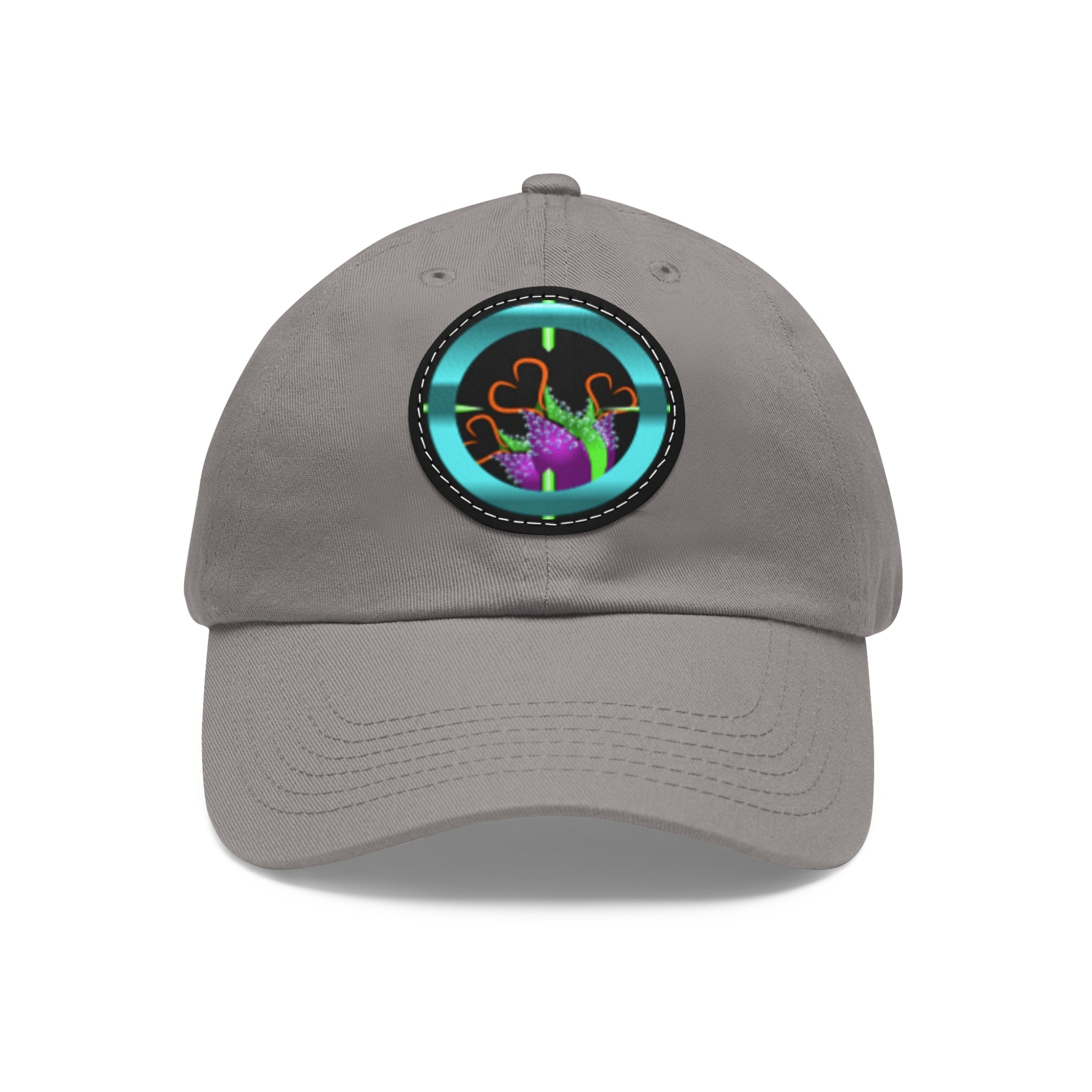 pH art contest cross-hairs hat with Leather Patch (Round)