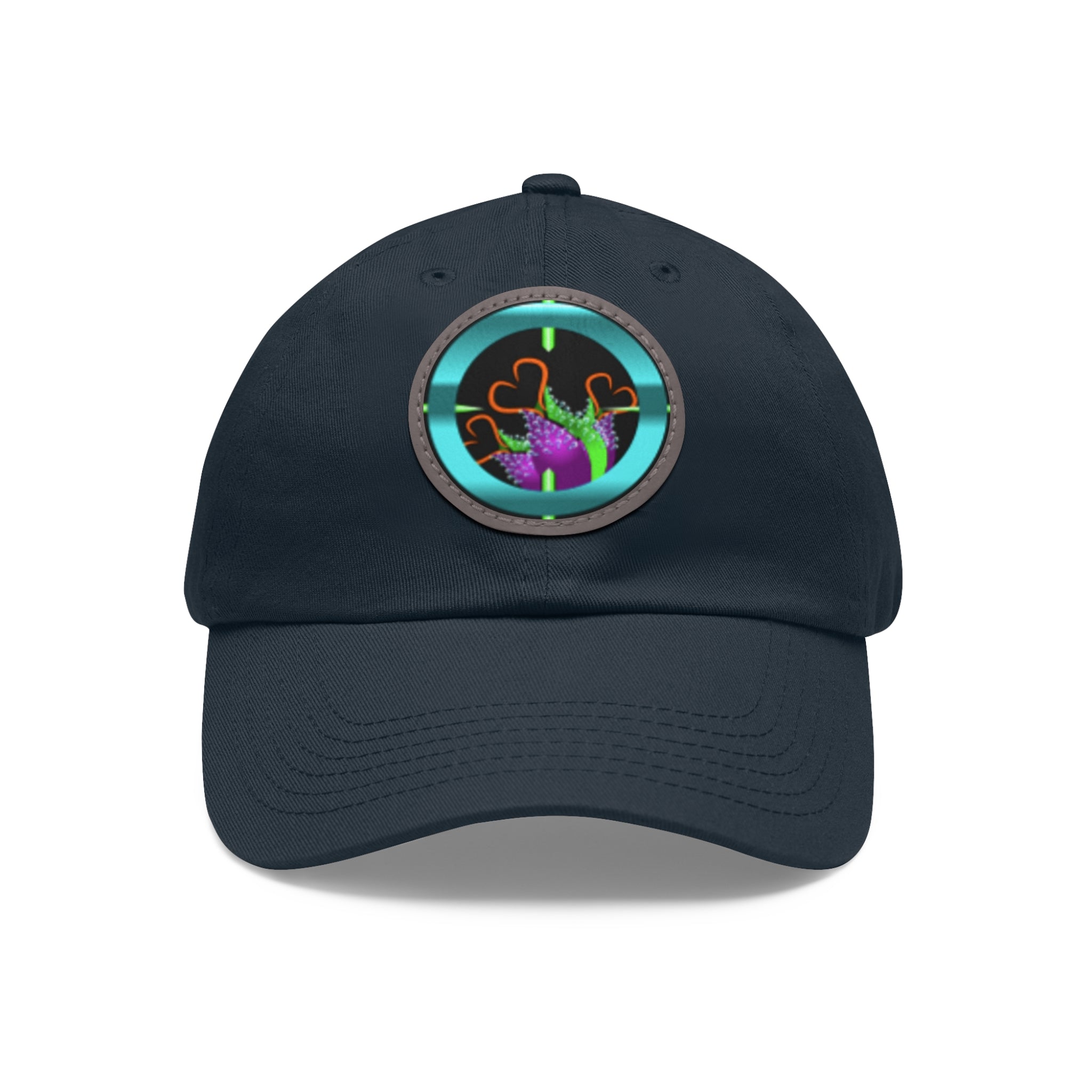 pH art contest cross-hairs hat with Leather Patch (Round)